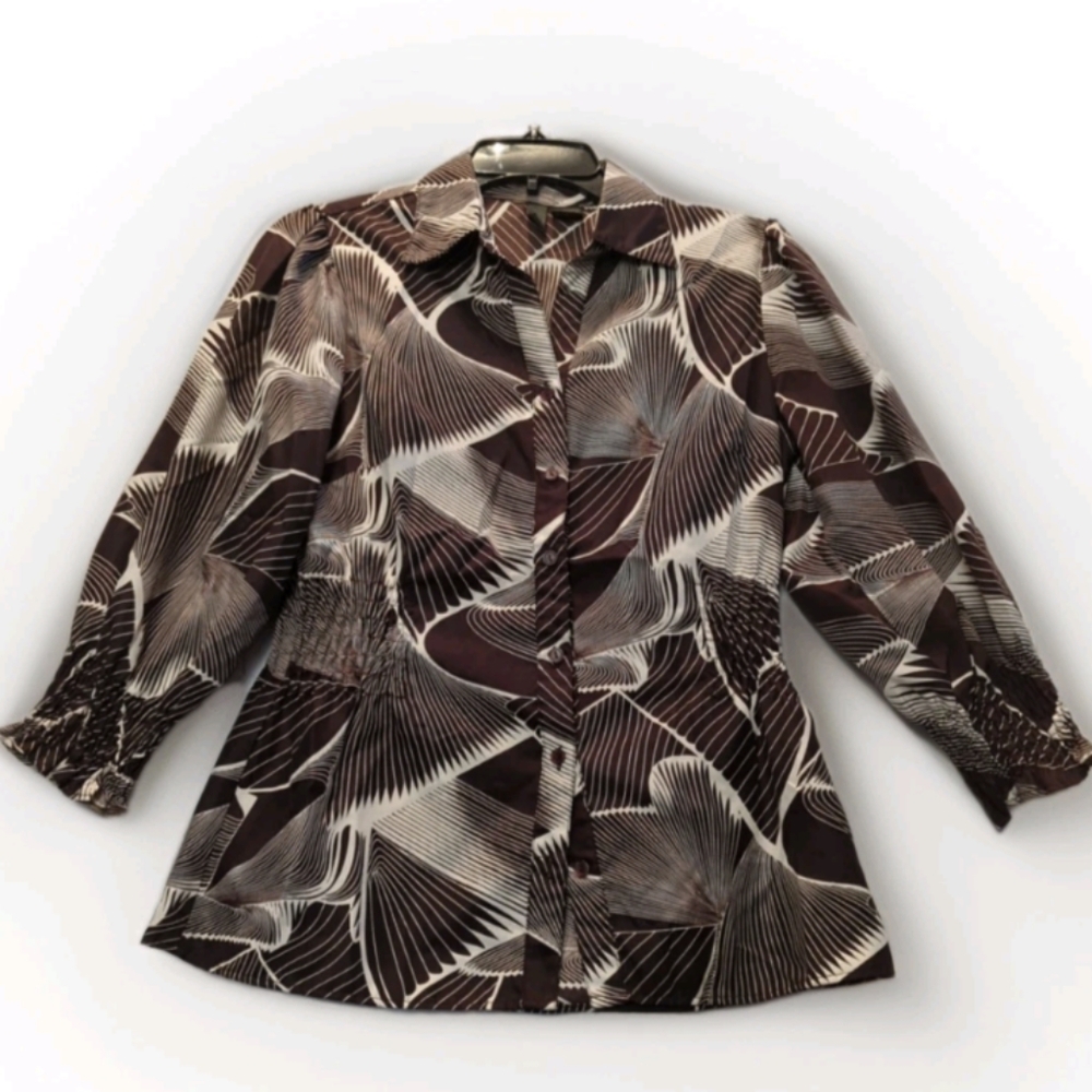 🎉Serenade🎉 New York Brown/White Blouse Size Medium